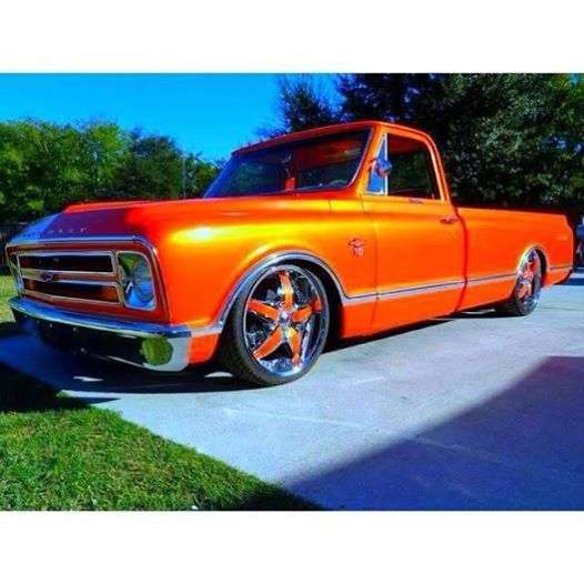 Blue Spectre Pearl on this orange Chevy Truck.