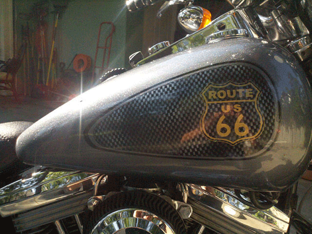 Route 66 Harley. This Bike Painted with a variety of our products, including Spectre pearls, flakes, and Kandy Pearls.