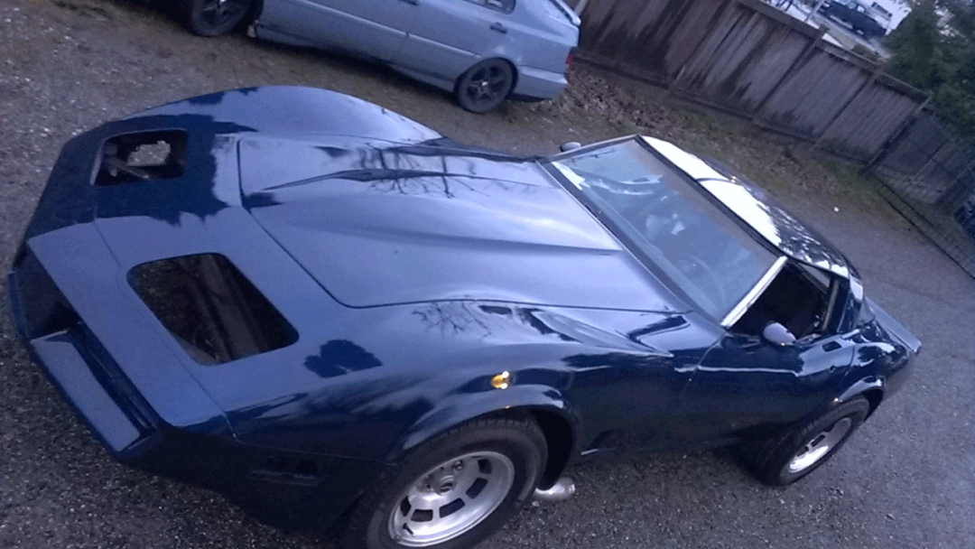 Electric Blue Corvette looking Dark