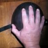 Hand on helmet Black Thermochromic Paint Pigment.