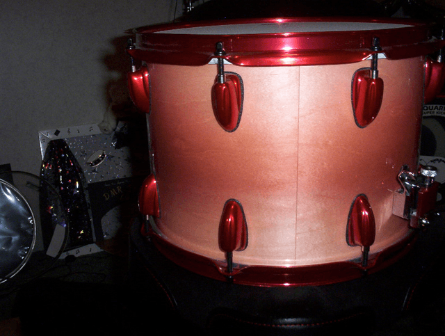 Rose Red Kandy pearls on Drum Set by DMR Drums.