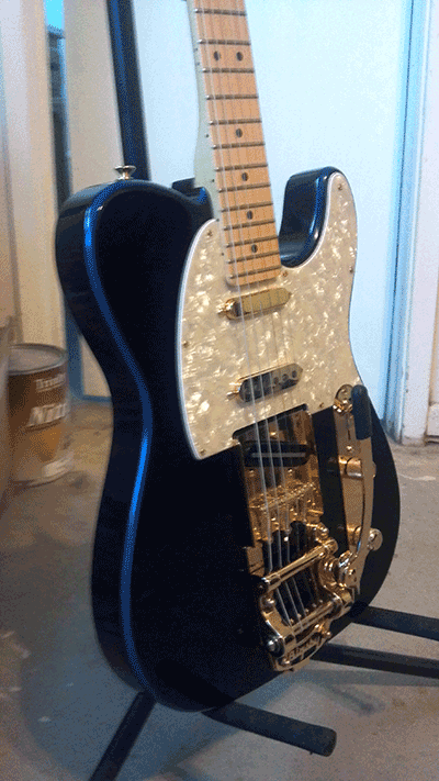 Violet Blue Fender Telecaster painted with our Violet Blue Spectre Pearl