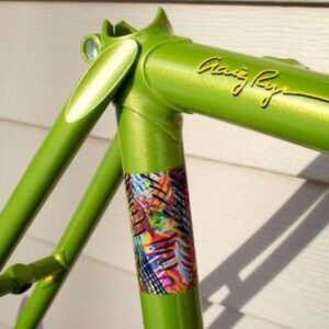 Gold Spectre Pearl on Lime Green base coat making this bicycle stand out above the rest.