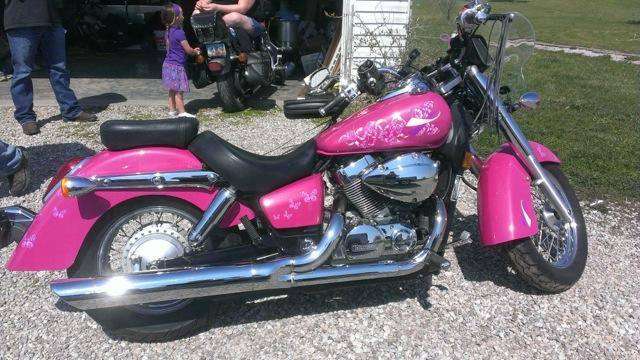 Hot Pink Harley with Silver spectre Pearls.