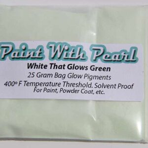 Daytime Picture White Pigment that glows green at night. White to Green glow in the dark paint pigment.